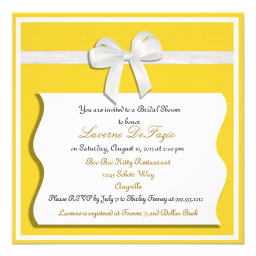 Lemon and White Bow Bridal Shower Invitation