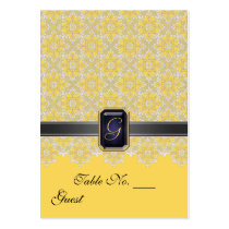 Lemon & Black Lace Wedding Table  PlaceCard Business Card Templates