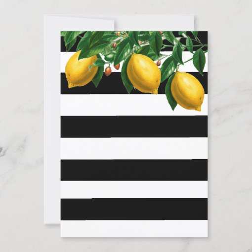 Lemon Botanical Black White Stripe Wedding Invitation Zazzle