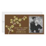 Lemon/Brown Cherry Blossom Save the Date Photocard Custom Photo Card