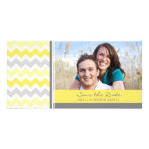 Lemon Chevrons Save the Date Wedding Photo Cards