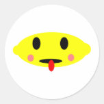 Lemon face round stickers