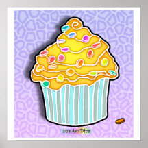 Lemon Frosted Blue Orchid CUPCAKE POSTER