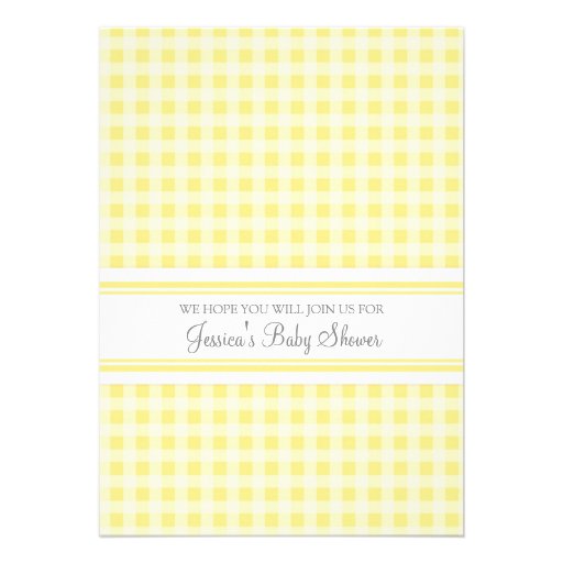 Lemon Gingham Custom Baby Shower Invitations