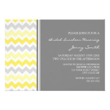 Lemon Gray Chevron Bridal Lunch Invitation Cards