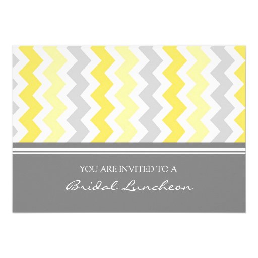 Lemon Gray Chevron Bridal Lunch Invitation Cards
