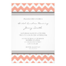 Lemon Gray Chevron Bridal Lunch Invitation Cards