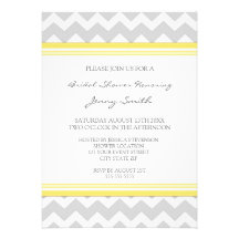 Lemon Gray Chevron Bridal Shower Invitation Cards