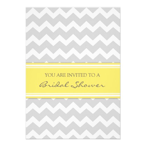 Lemon Gray Chevron Bridal Shower Invitation Cards