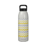 Lemon Gray Chevrons Water Bottle