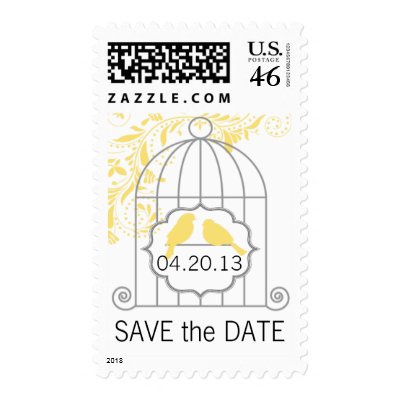 Lemon Gray Yellow Birdcage Save The Dates Stamps
