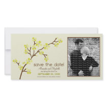 Lemon/Ivory Cherry Blossom Save the Date Photocard Photo Greeting Card