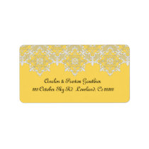 Lemon Lace Wedding Address Label