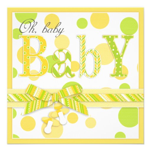 Lemon Lime Dots Baby Shower Invitations