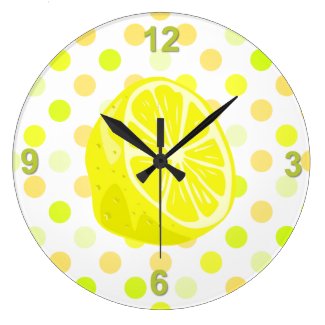 Lemon Lime Polka Dot Kitchen Wall Clock