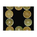 Lemon Lime round slices frame, black back Personalized Invitation