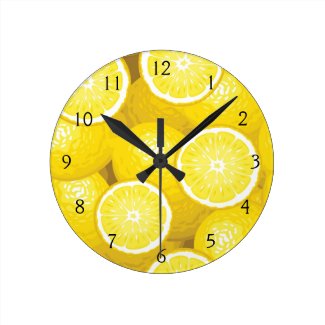 Lemon Pattern 2 Round Clocks