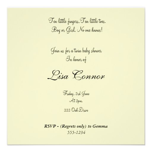 Lemon & purple linen Damask baby shower invite