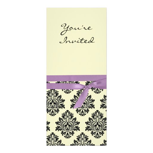 Lemon & purple linen Damask baby shower invite
