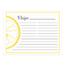 Lemon Recipe Card Post Card