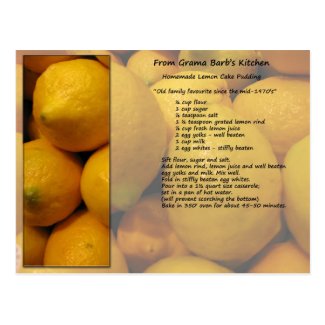 Lemon Recipe Postcard