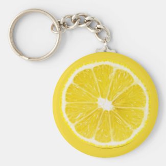 lemon slice basic round button keychain