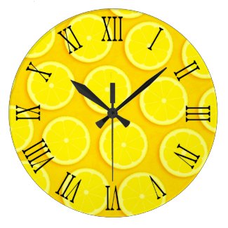 Lemon slice graphic yellow roman wall clock