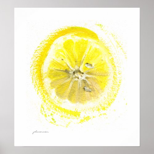 Lemon watercolor poster print