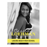 Lemon Yellow Custom Photo Graduation Announcement Post Card