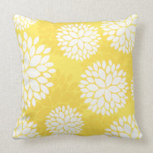 Lemon Yellow Floral Pattern Pillow