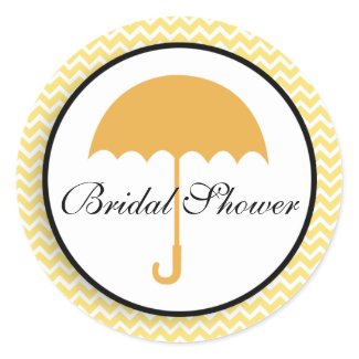 Lemon YellowChevron Umbrella Bridal Shower Sticker
