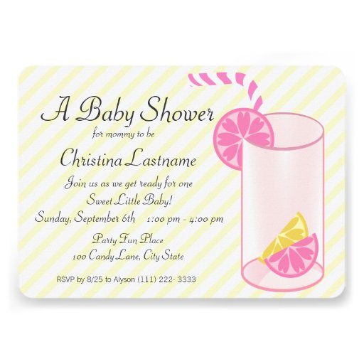 Lemonade Baby Shower Custom Announcement