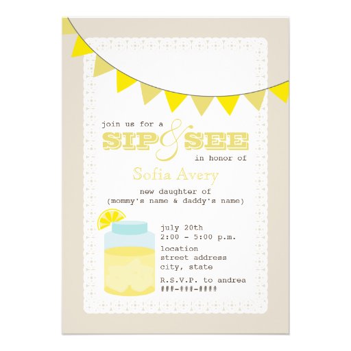 Lemonade Sip And See Invitation
