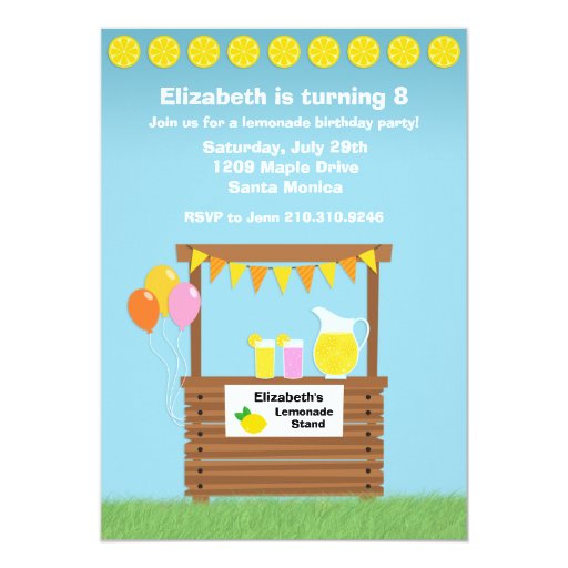 Lemonade Stand Birthday Party Invitation Zazzle