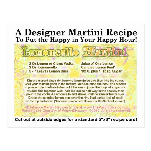 Lemoncello Martini Recipe Postcard