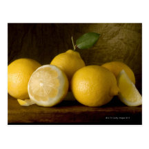 lemons on wood post card