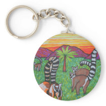 Lemurs in the grass key chains