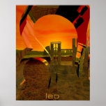 Leo, astrological sign print