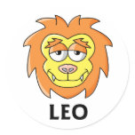 Leo Cartoon Round Sticker