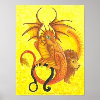 Leo Dragon zodiac sign astrology fantasy art print