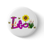 Leo Flowers Pinback Buttons