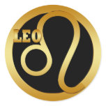 LEO GOLD ZODIAC SIGN ROUND STICKER