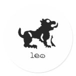 Leo in black round sticker