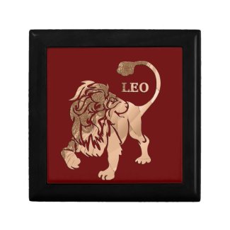 Leo Lion Brushed Gold RED Zodiac