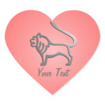 Leo Lion Star Sign Silver on Pink Heart Sticker