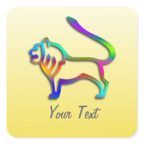 Leo Lion Zodiac Star Sign Rainbow On Yellow Square Sticker