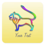 Leo Lion Zodiac Star Sign Rainbow On Yellow Square Sticker