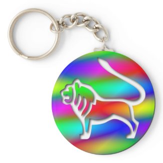 Leo Rainbow Color Lion Zodiac Star Sign Keychain