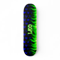 Leo skateboard green fire and flames design by skatersollie Leo skateboard green fire and flames design