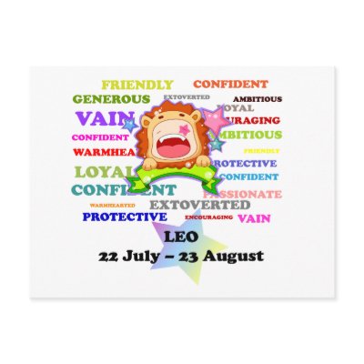 Leo, the Lion, Zodiac Sign Custom Astrology Gifts postcards